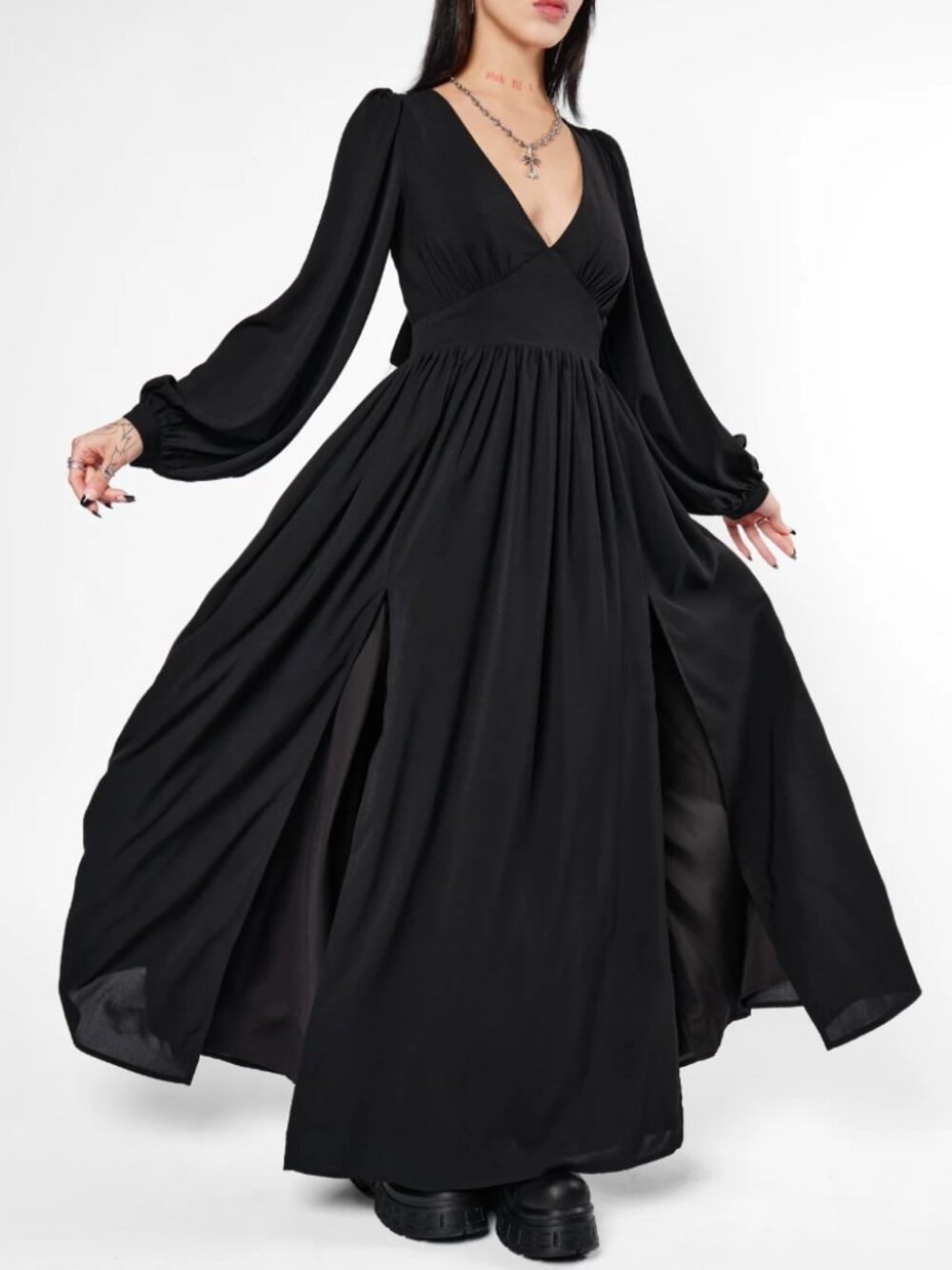 Mary Wyatt Morgana Tie Back Maxi Dress - Women's US4/UK8 - Picture 2 of 3